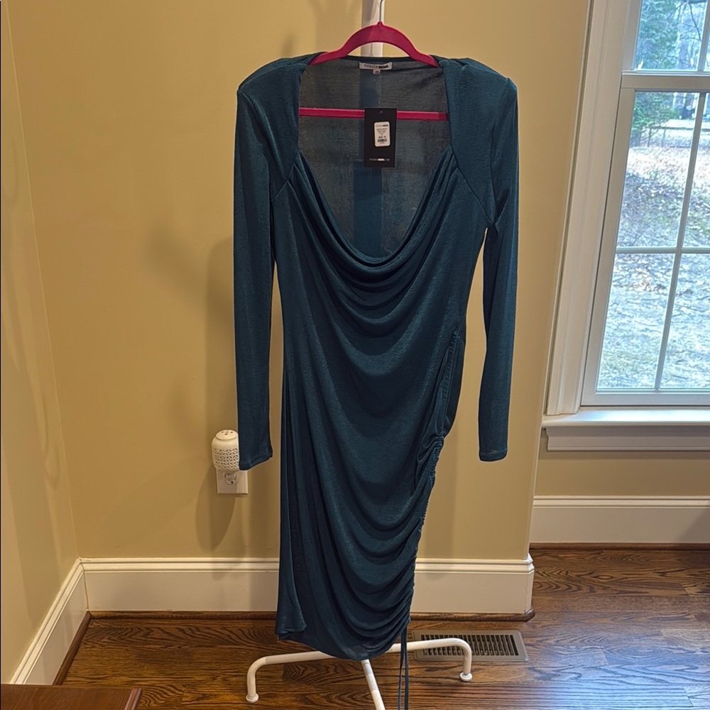 Elegant Teal Long Sleeve Dress